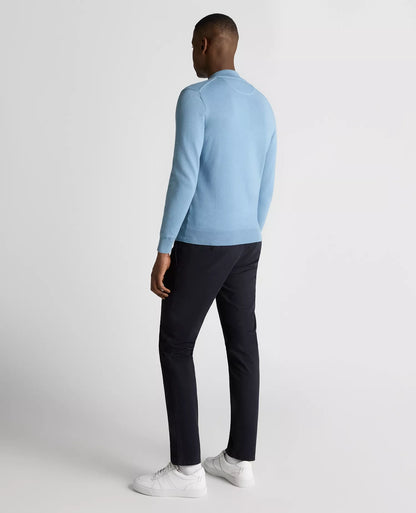 Remus Uomo Crew Neck 1/4 Zip Sweater - Blue