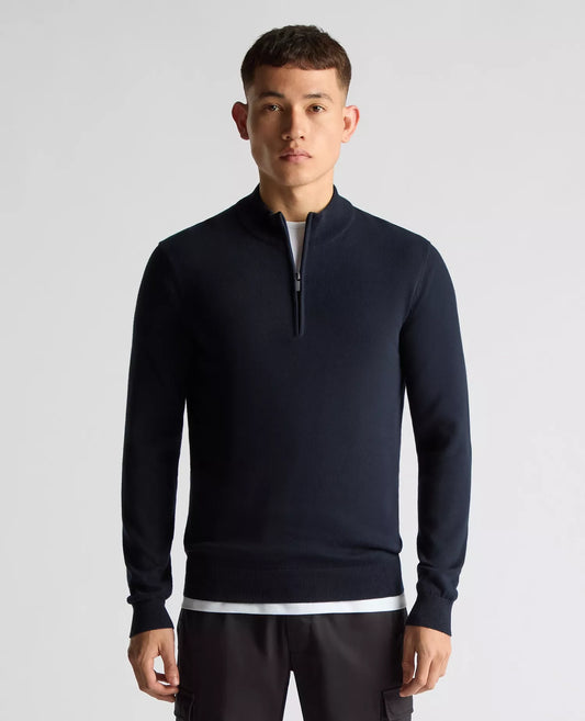 Remus Uomo 1/4 Zip Sweater- Navy