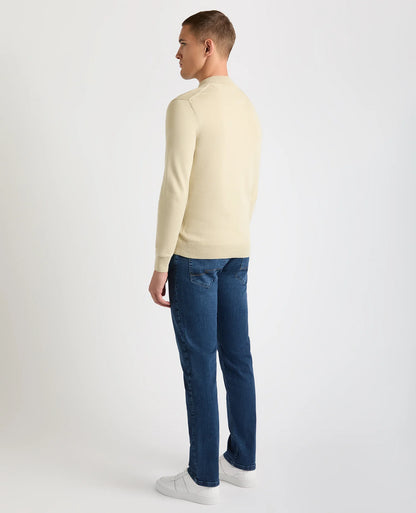 Remus Uomo Long Sleeve Crew Neck  1/4 Zip Sweater - Stone