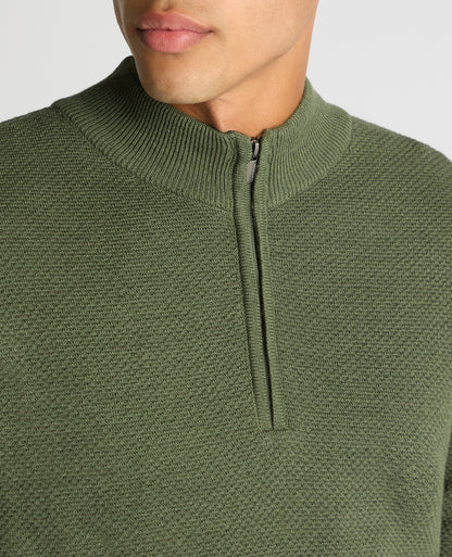 Remus Uomo Half Zip Sweater - Green