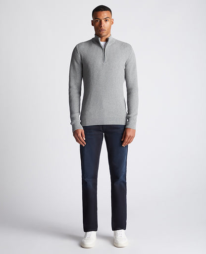 Remus Uomo Half Zip Sweater -Light Grey