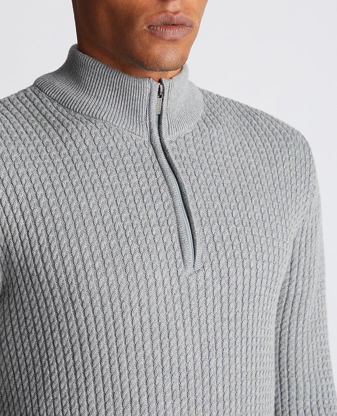 Remus Uomo Half Zip Sweater -Light Grey