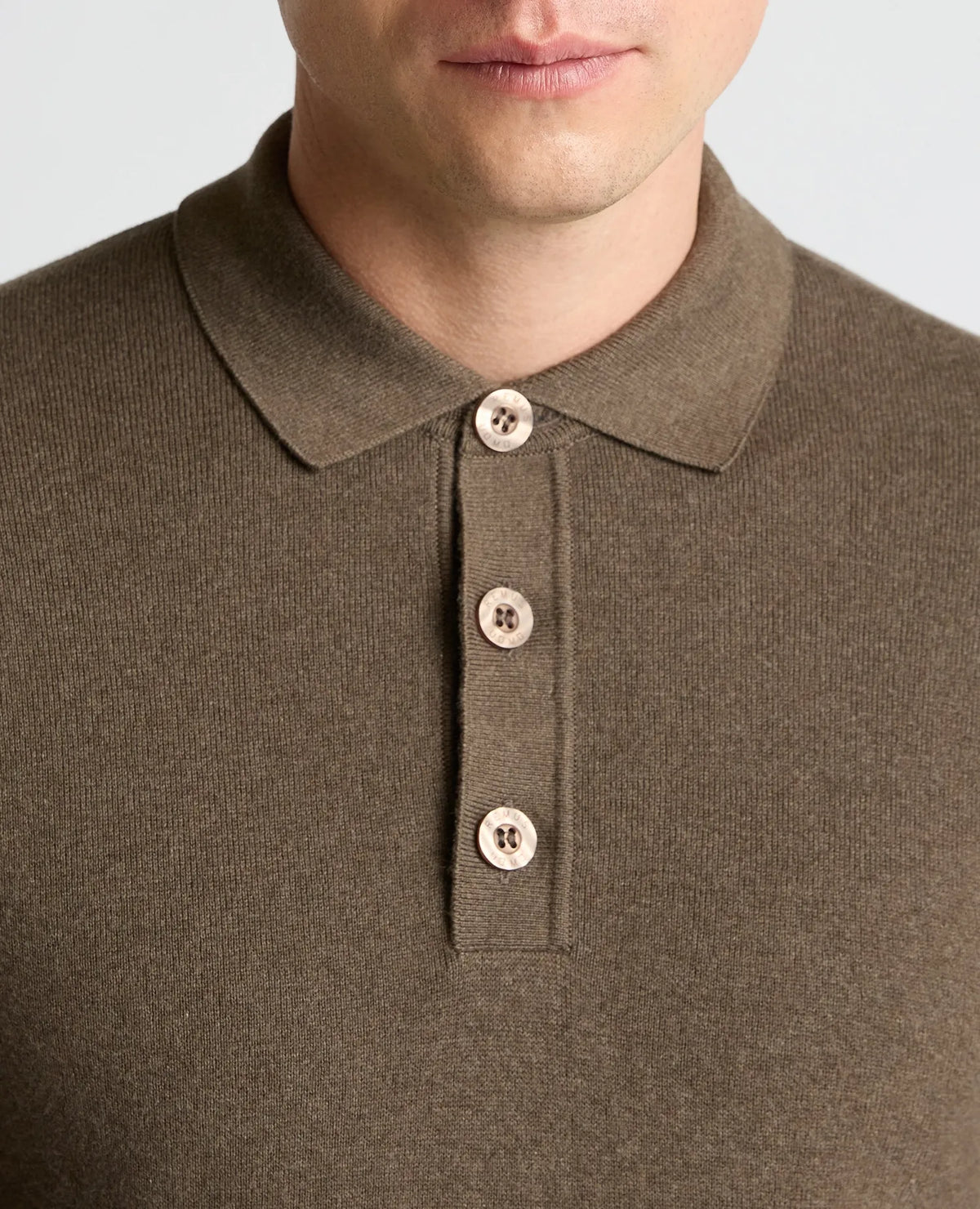 Remus Uomo Long Sleeve Button Polo Sweater - Brown