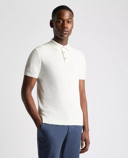 Remus Uomo Short Sleeve Knit Polo Shirt - White