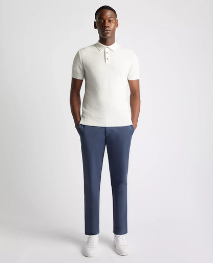 Remus Uomo Short Sleeve Knit Polo Shirt - White