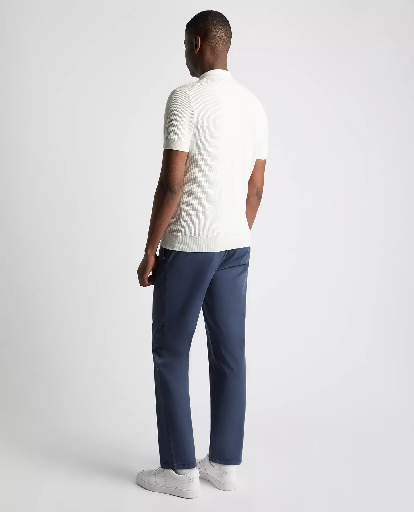 Remus Uomo Short Sleeve Knit Polo Shirt - White