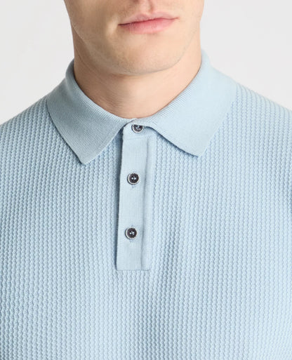 Remus Uomo Short Sleeve Knit Polo Shirt - Sky Blue