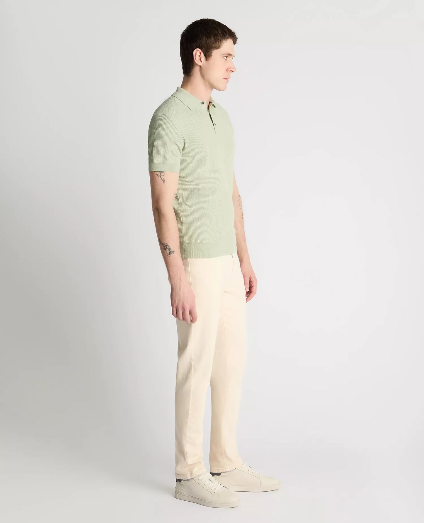Remus Uomo Short Sleeve Knit Polo Shirt - Light Green