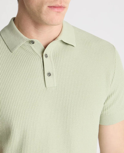 Remus Uomo Short Sleeve Knit Polo Shirt - Light Green