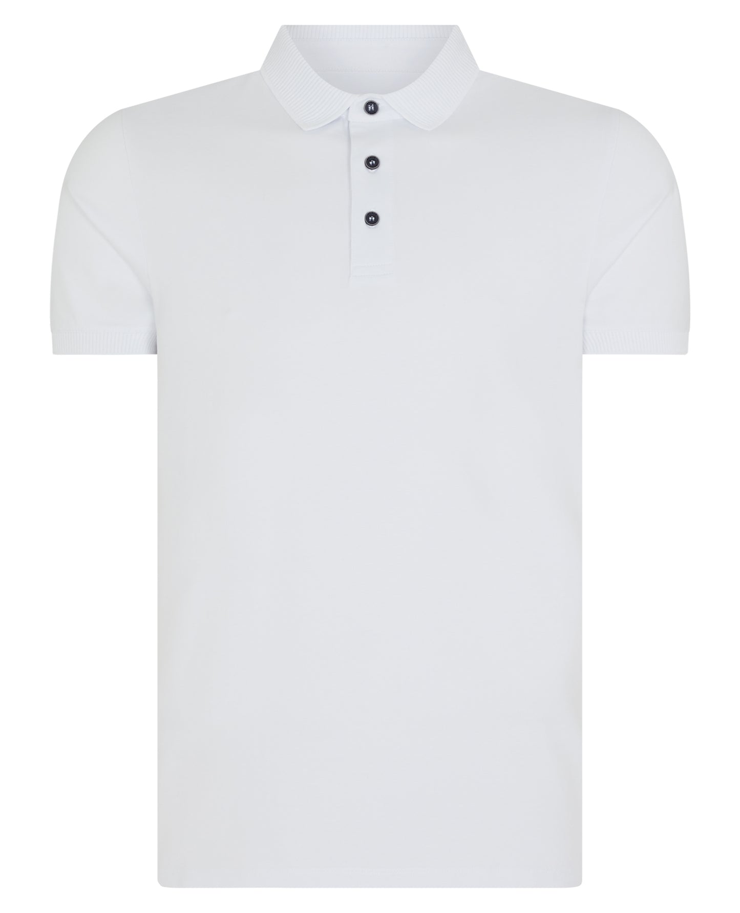 Remus Uomo Tapered Fit Cotton-Stretch Polo Shirt- White