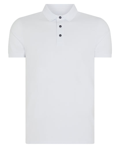 Remus Uomo Tapered Fit Cotton-Stretch Polo Shirt- White