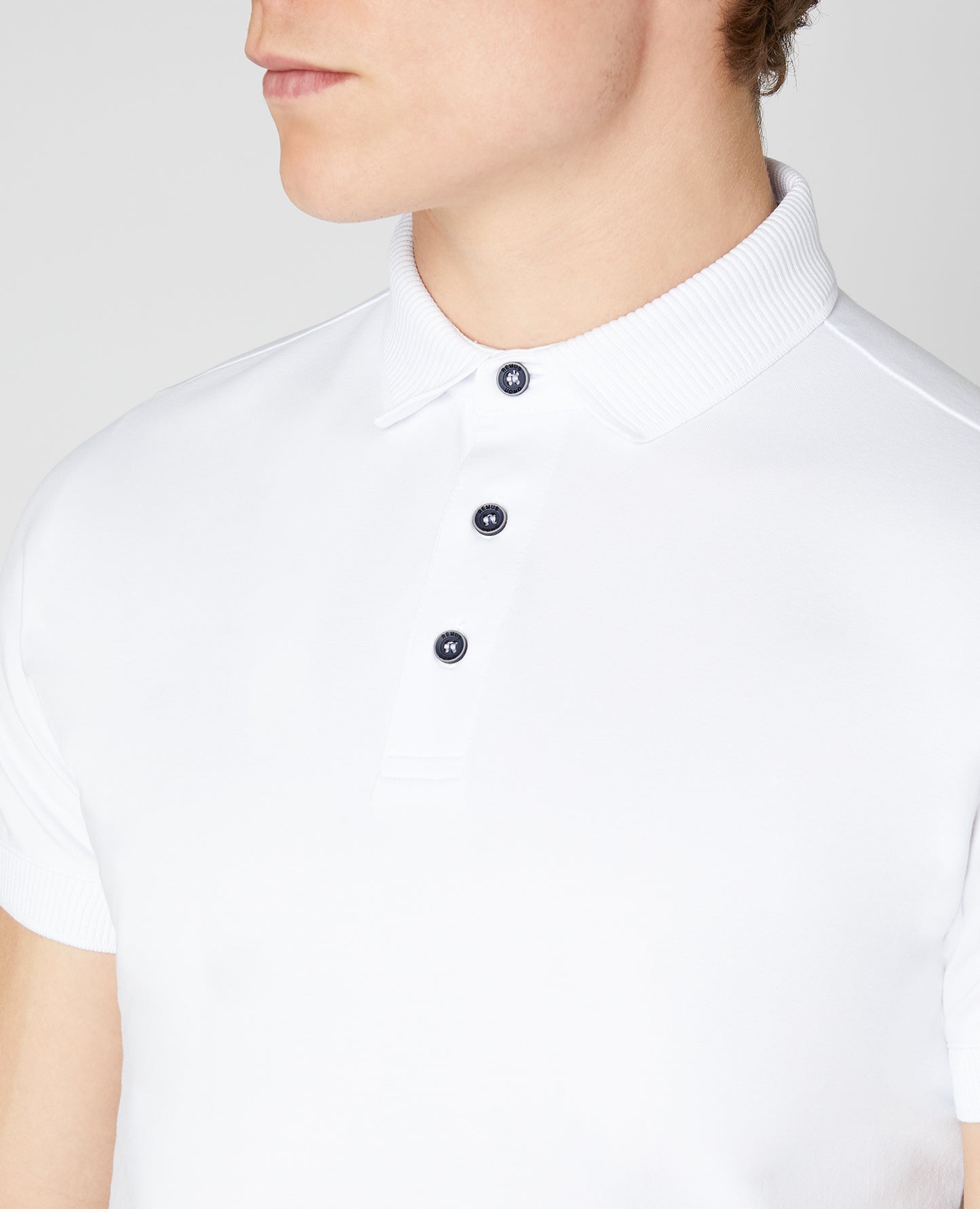 Remus Uomo Tapered Fit Cotton-Stretch Polo Shirt- White