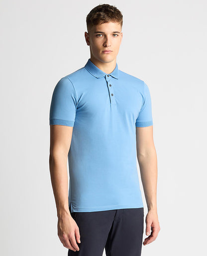 Remus Uomo Tapered Fit Cotton-Stretch Polo Shirt- Riviera Blue