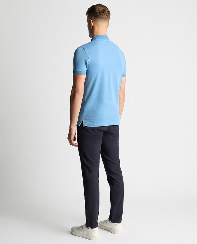 Remus Uomo Tapered Fit Cotton-Stretch Polo Shirt- Riviera Blue