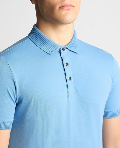 Remus Uomo Tapered Fit Cotton-Stretch Polo Shirt- Riviera Blue