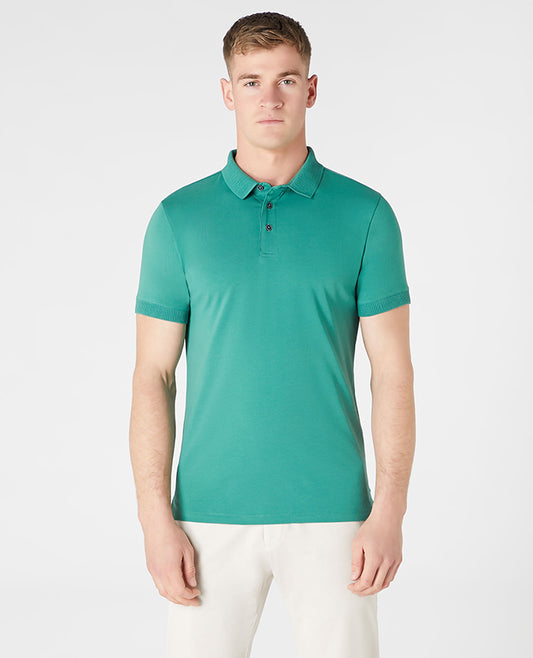 Remus Uomo Tapered Fit Cotton-Stretch Polo Shirt- Green