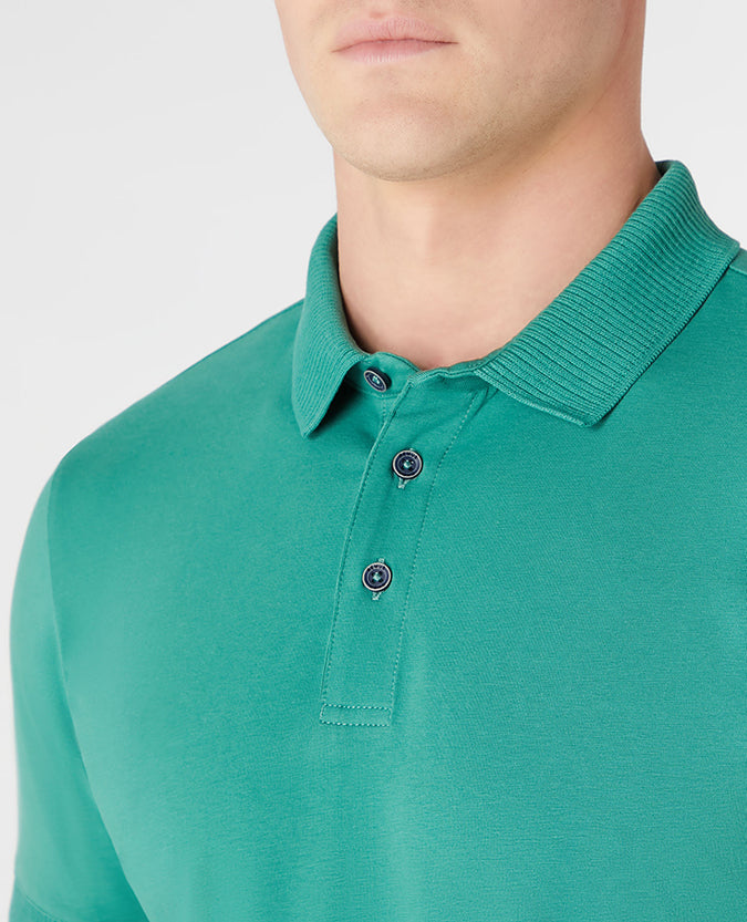 Remus Uomo Tapered Fit Cotton-Stretch Polo Shirt- Green