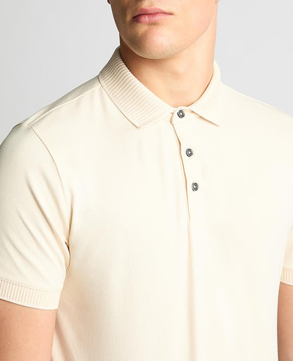 Remus Uomo Tapered Fit Cotton-Stretch Polo Shirt- Cream