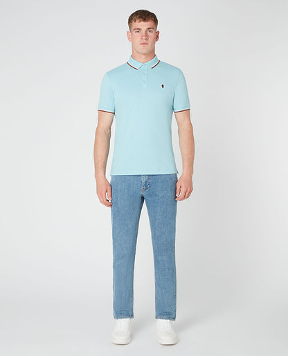 Remus Uomo Tapered Fit Cotton-Blend Polo Shirt - Blue