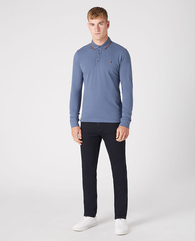 Remus Uomo Long Sleeve Logo Polo - Air Force Blue