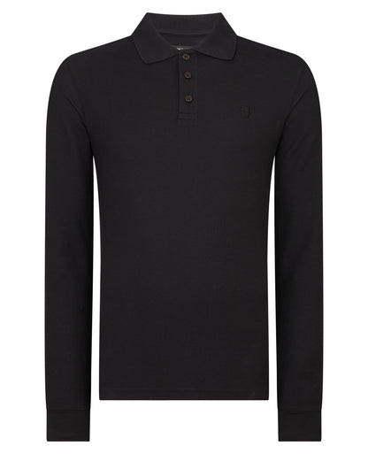 Remus Uomo Long Sleeve  Polo Shirt - Black