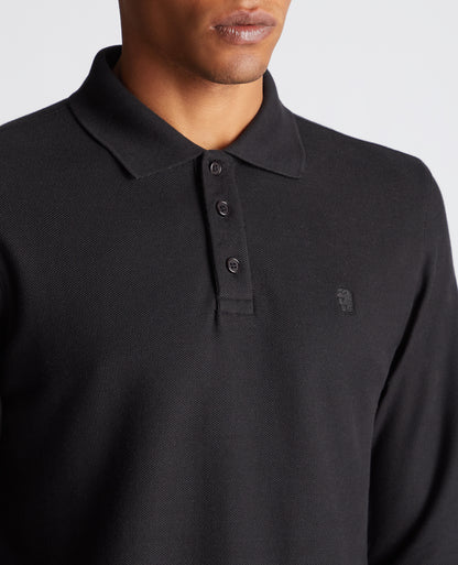 Remus Uomo Long Sleeve  Polo Shirt - Black