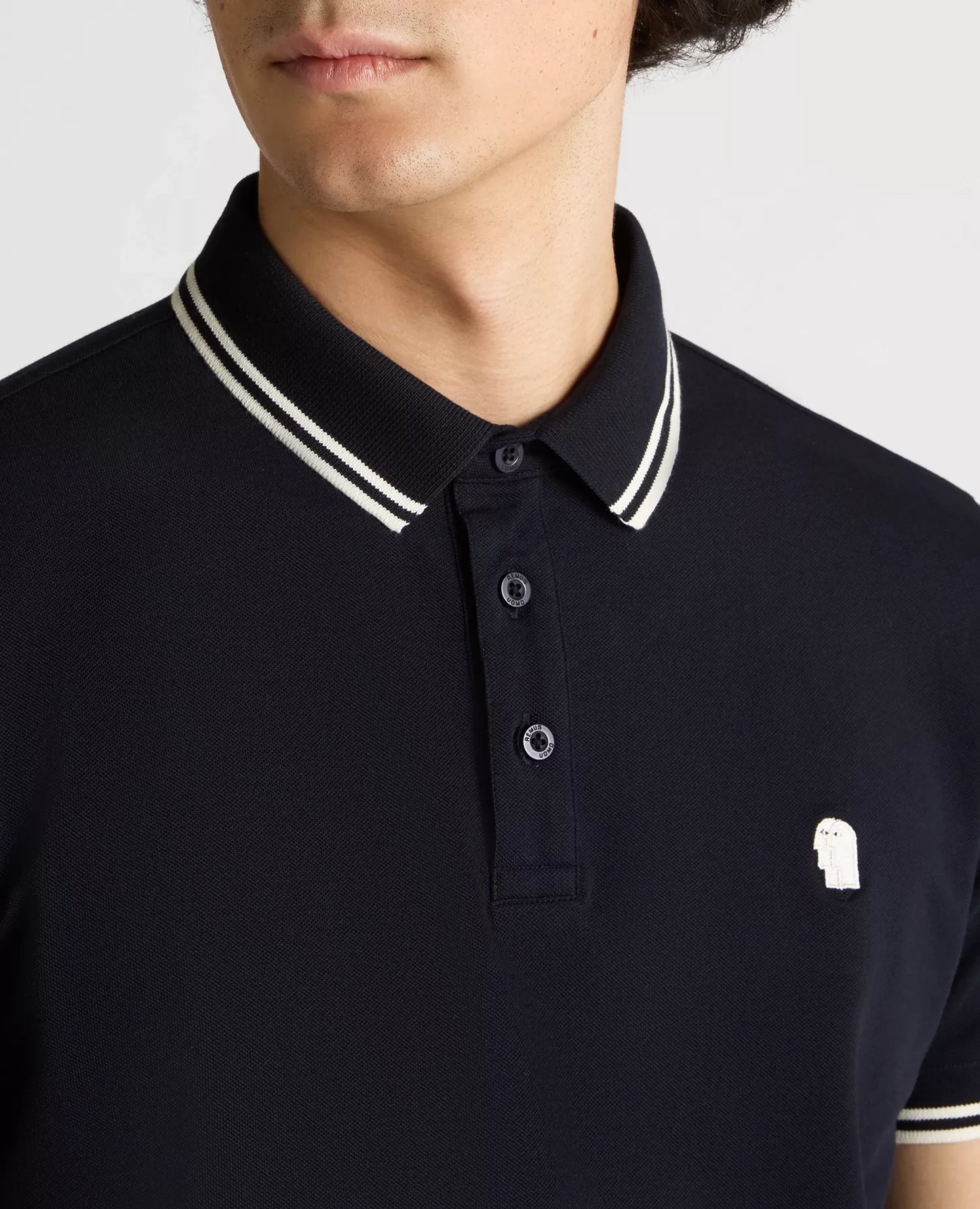Remus Uomo Trim Collar Polo - Navy