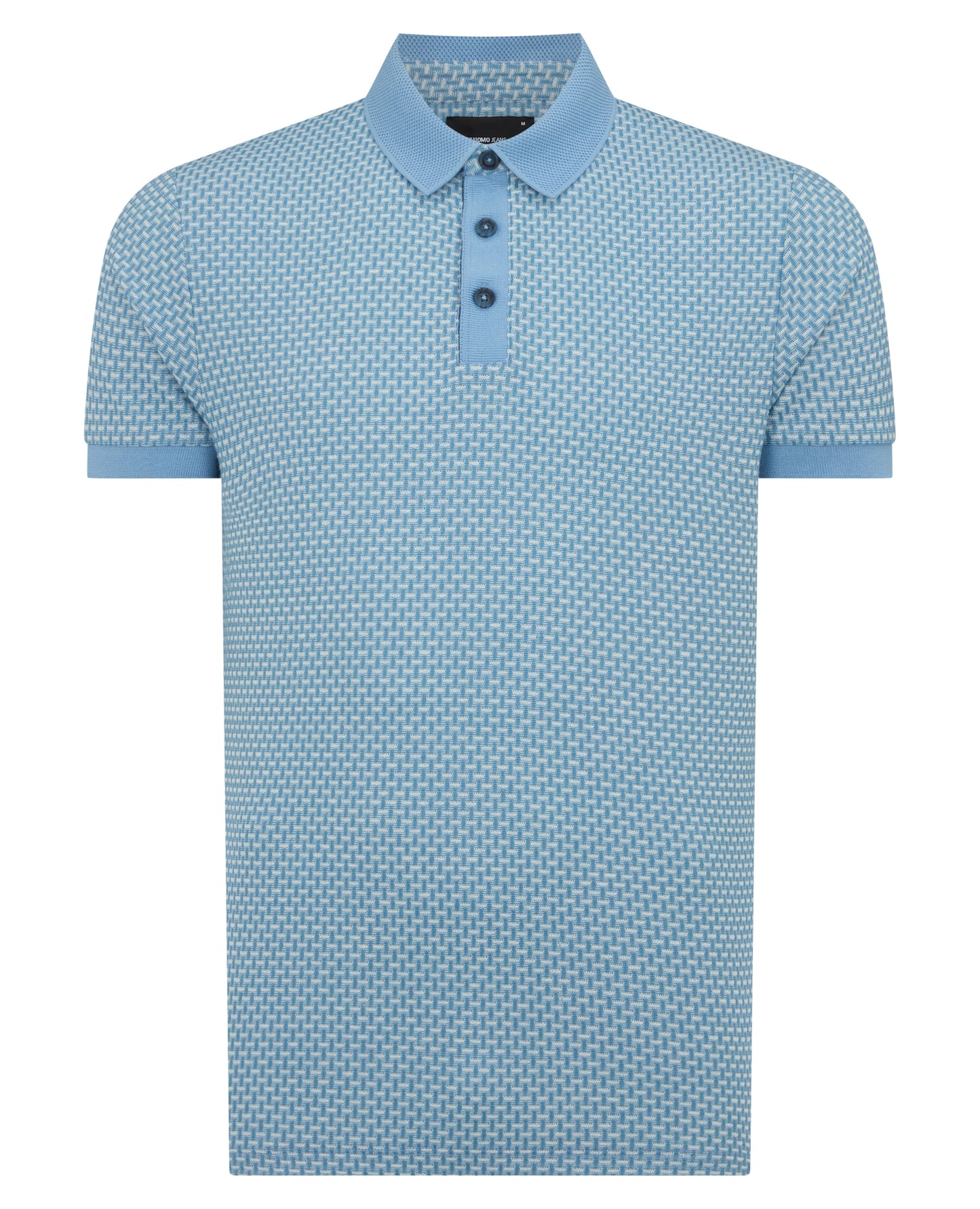 Remus Uomo Short Sleeve Pattern Polo - Blue