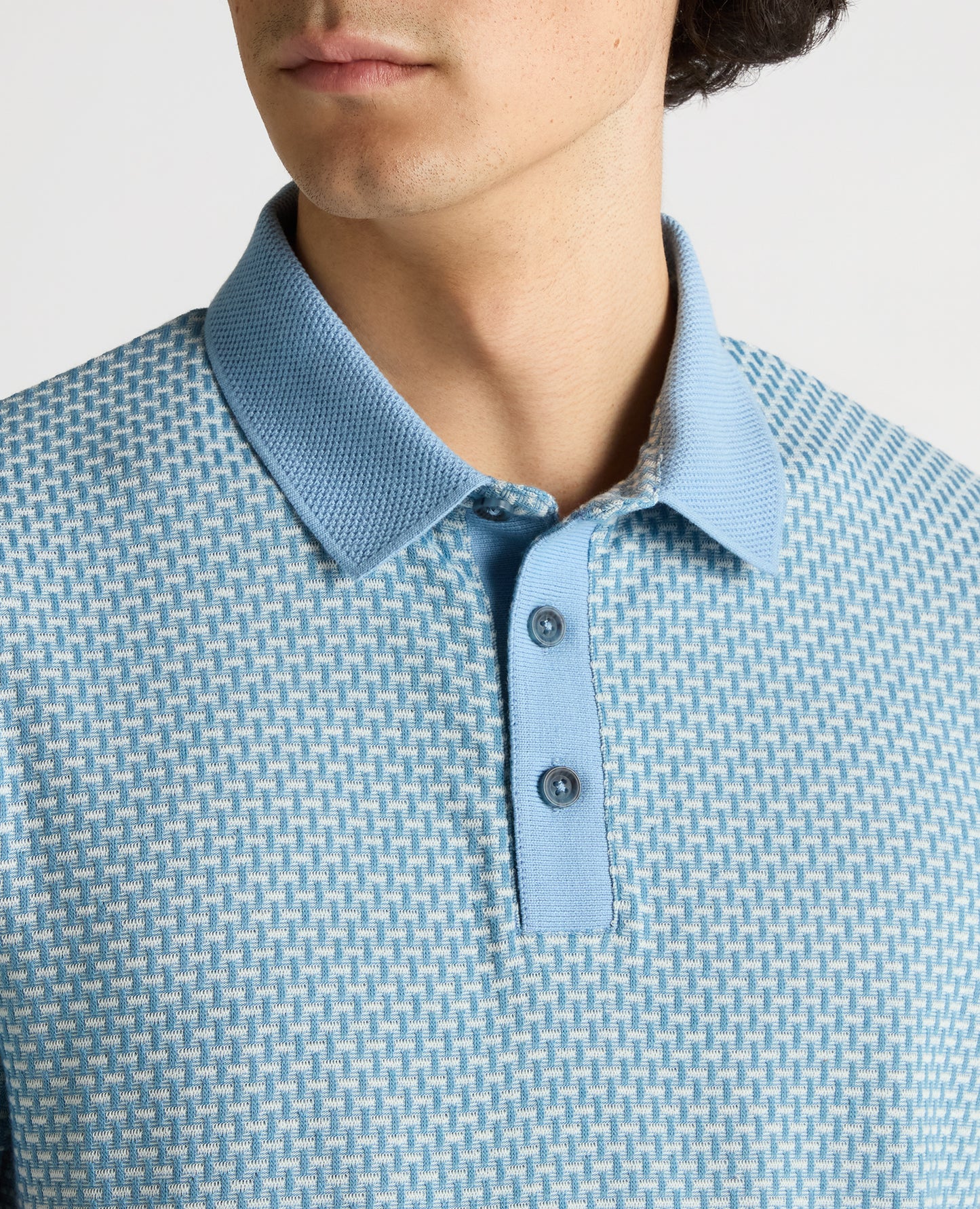 Remus Uomo Short Sleeve Pattern Polo - Blue