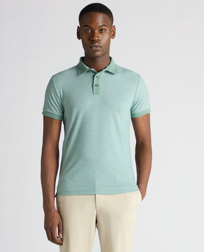 Remus Uomo Short Sleeve Pattern Polo - Green