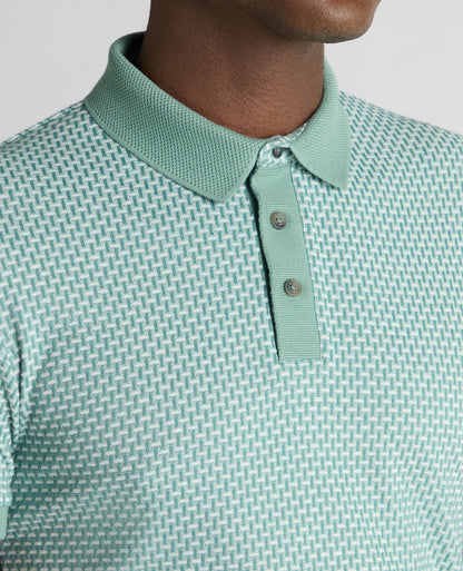 Remus Uomo Short Sleeve Pattern Polo - Green