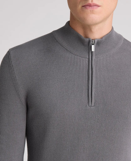 Remus Uomo Long Sleeve Half Zip Jumper - Grey