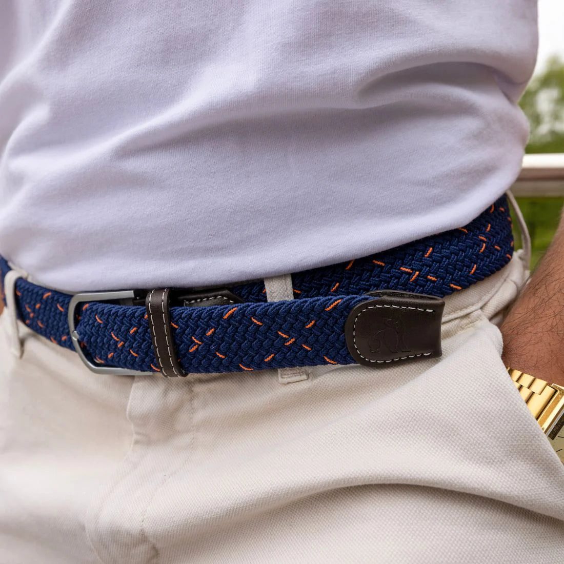 Swole Panda Woven Belt - Orange Dot