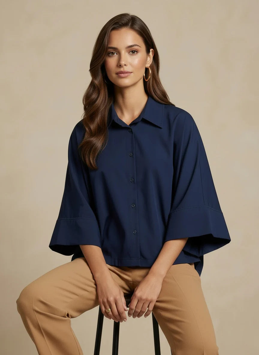 Deck Oversized Blouse - Navy