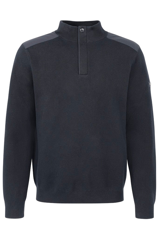 Bugatti Button 1/2 Zip Troyer Knit - Navy