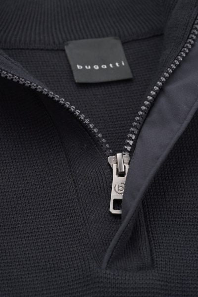 Bugatti Button 1/2 Zip Troyer Knit - Navy