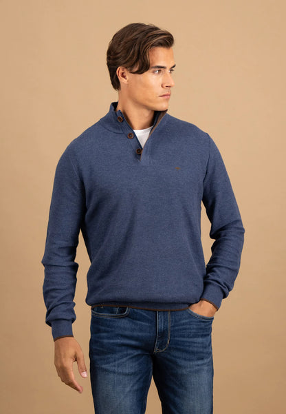 Fynch Hatton Troyer Button 1/4 Zip - Night