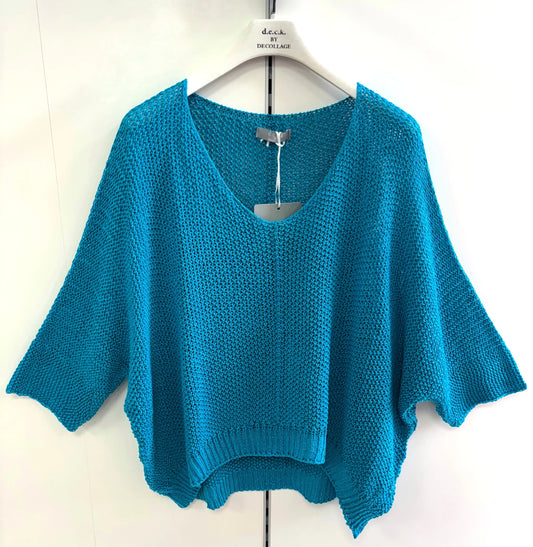 Deck V-Neck Knit - Turquoise