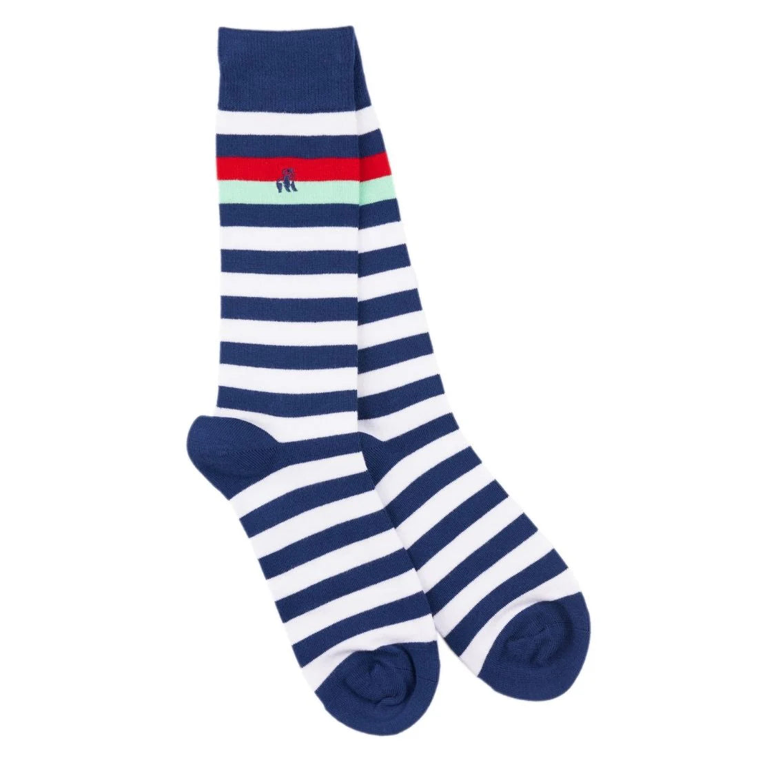 Swole Panda Bamboo Socks - Navy, Red & Mint Striped