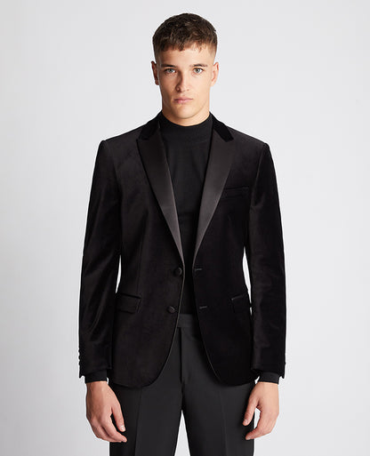 Remus Uomo Slim Fit Velvet Jacket - Black