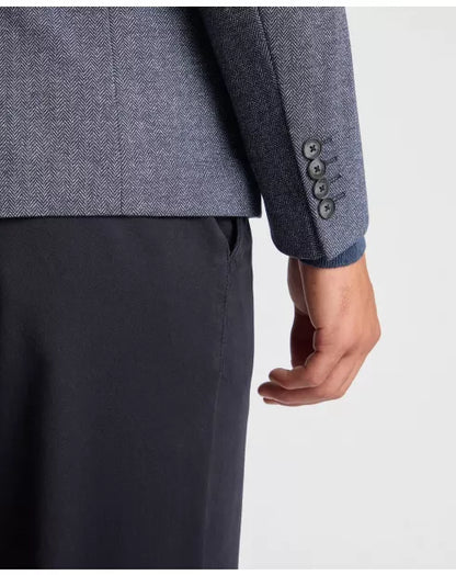 Gray textured jacket with button details on a light gray background