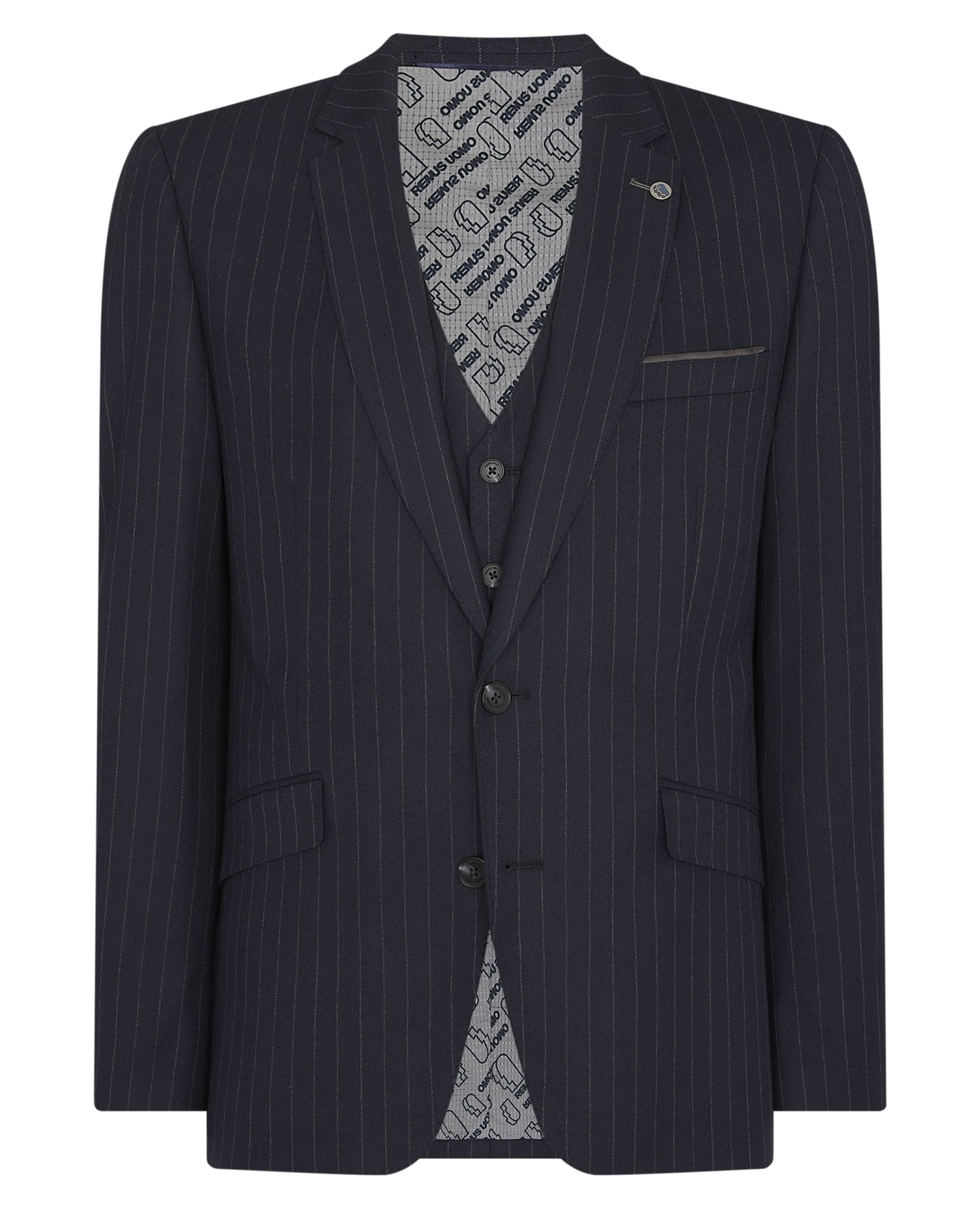 Remus Uomo Palucci 3pc Suit - Navy Pinstripe