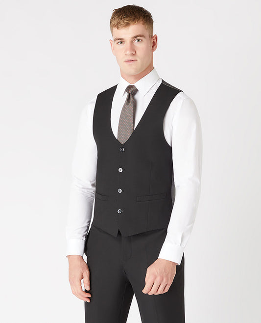 Remus Uomo Double Breasted Waistcoat  - Black