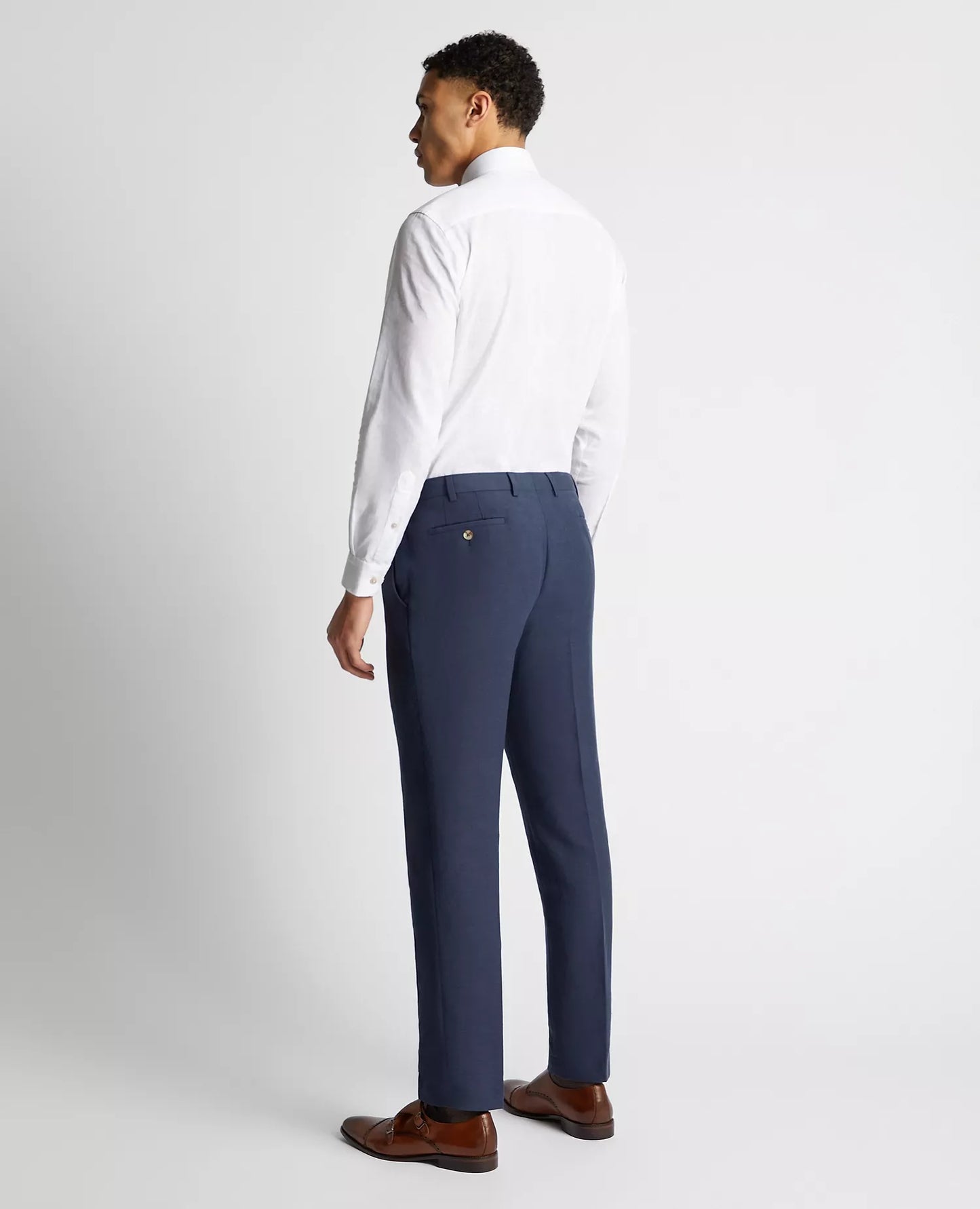 Remus Uomo Linen Mix Suit Trousers - Navy