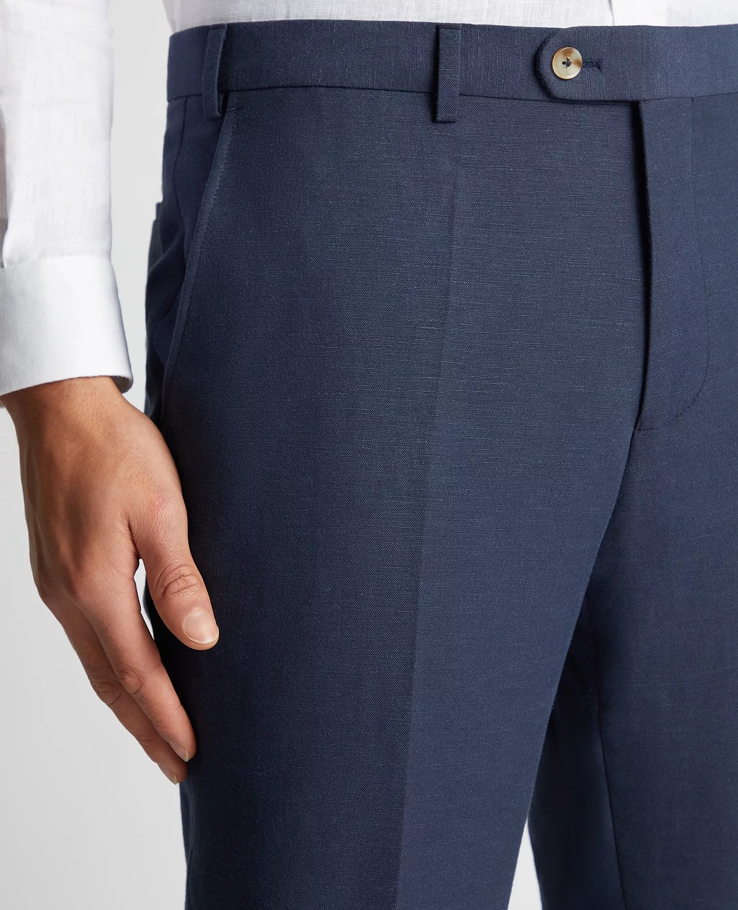 Remus Uomo Linen Mix Suit Trousers - Navy