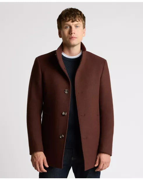 Remus Uomo Jonah Overcoat - Burgundy
