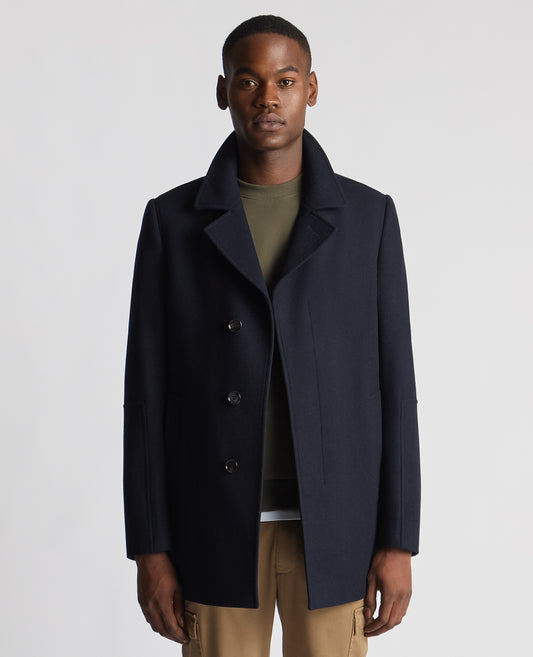 Remus Uomo Lochlan Wool Coat - Navy