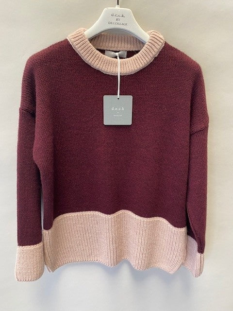 Deck Round Neck Jumper - Bordo