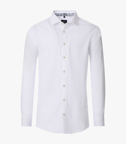 Venti Classic Shirt Tan Button Modern Fit - White