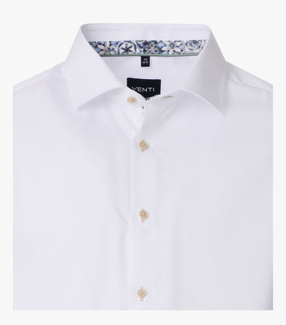 Venti Classic Shirt Tan Button Modern Fit - White